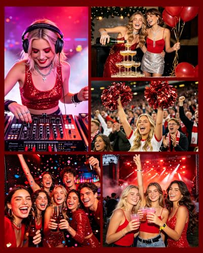 Image of XICZH Glitter Freckles, Red Temporary Face Tattoos Stickers, Body Face Glitter for Women, Country Concerts Singer Festival Rave Accessories