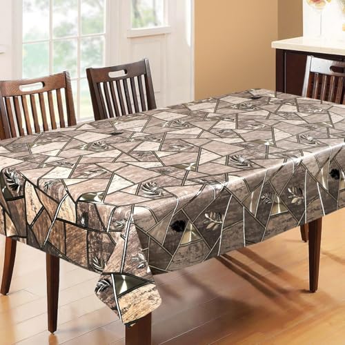 Image of Dakshya Industries PVC Waterproof Withoutlace Dining Table Cover (Size - 54X78 Inch) Rectangle 6 Seater Heat Rasistant, Tiger A1