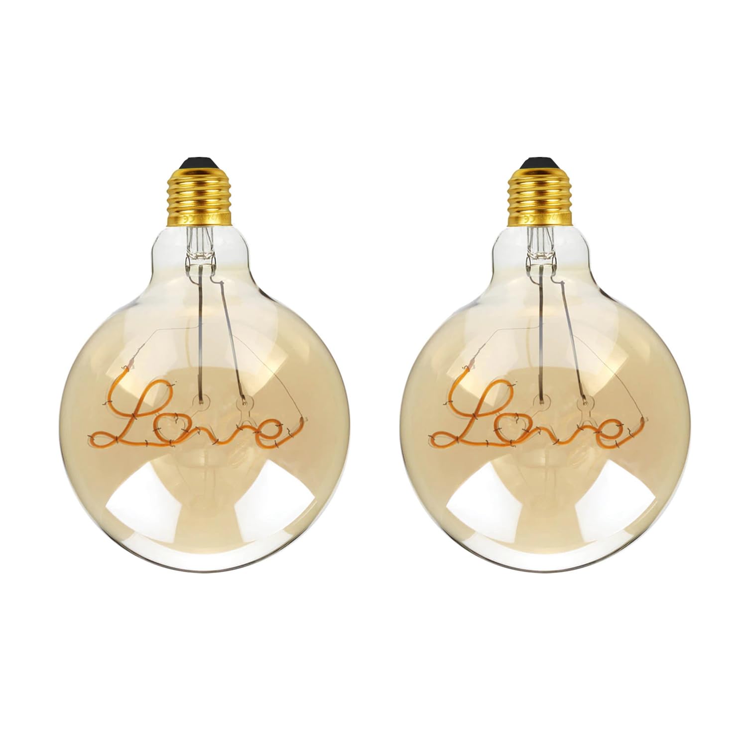 Pack 2 | Vintage Edison E27 LED Decorative Light Bulb | LOVE Text 4W (Equivalent 40W) Non-Dimmable Warm White 2700k Screw Base Easy Fit Amber Glass Globe Energy Saving Bulb for Indoor Lightings โ image 1