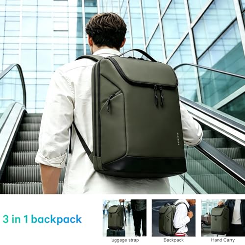 Image of FUTURE AESTHETICS Business Commute Backpack for Men and Women, Waterproof 15.6 Inch Laptop Backpack, Durable Flight-Approved Travel Backpack for Work /College, Green