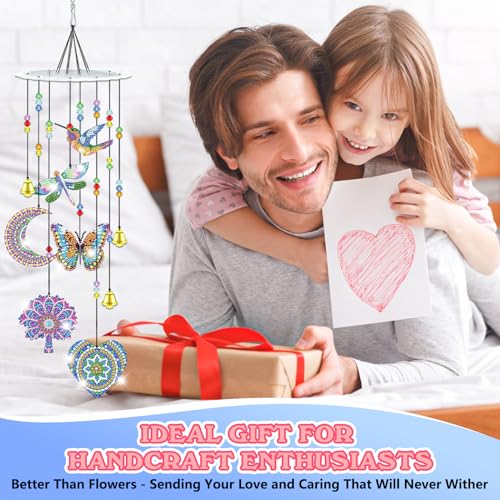 Lxmsja Mandala Diamond Art Painting Wind Chimes for Garden Diy Hanging Crystal Suncatcher - Image 2