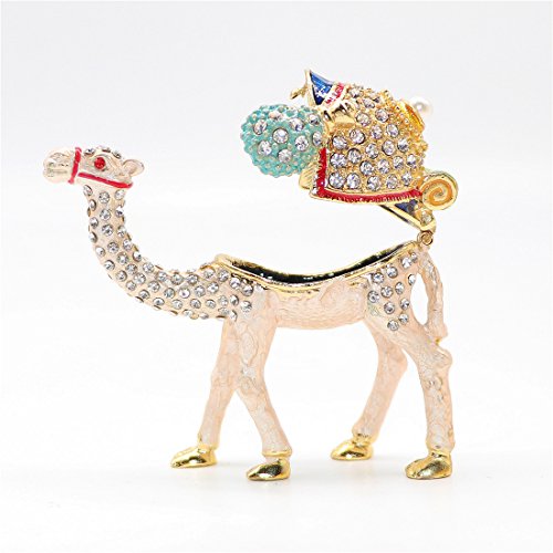 Waltz&F Camel Figurine Trinket Boxes Ornament Crystals Hand-Painted Patterns Jewelry Trinket Box Hinged Collectible Ring Display Holders #TOP4