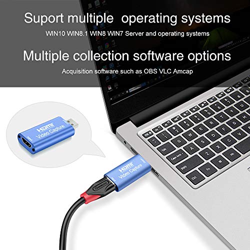 GOODAN Audio Video Capture Cards HDMI to USB 1080p USB2.0 Record via DSLR Camcorder Action Cam for High Definition Acquisition, Live Broadcasting (Blue)