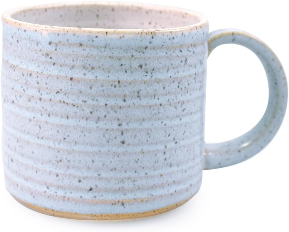 Pale Periwinkle Thrown Pottery Mug, American Handmade Stoneware, 16 oz