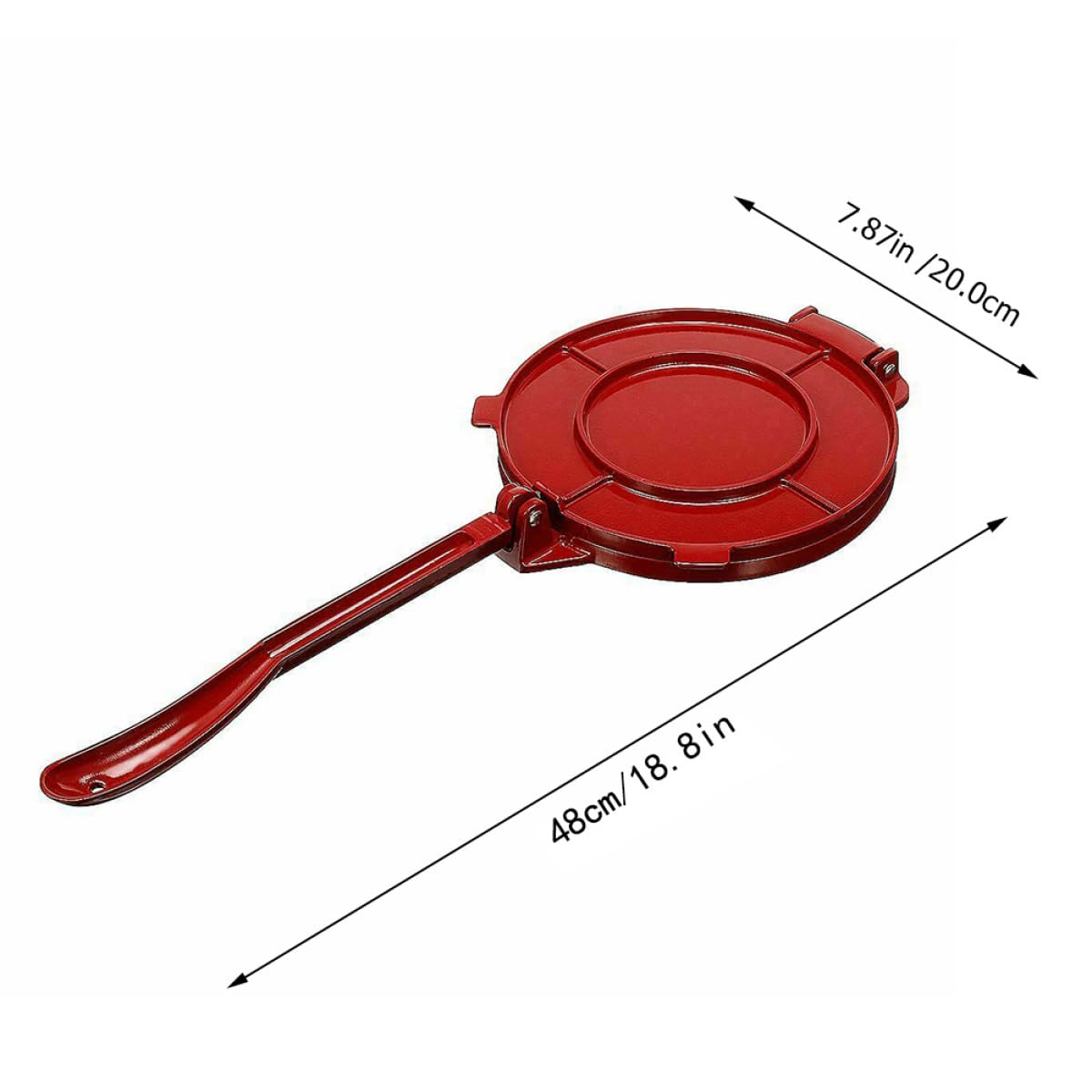 CANIGHT Edelstahl Tortilla Presse 7,8 Zoll Manuelle Teigpresse Rot für Tortilla Roti Quesadilla Zusammenklappbar