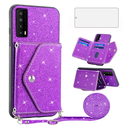 Étui TCL Stylus 5G antichoc violet avec vitre en verre trempé pour stopper les bris