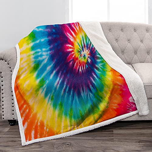 Jekeno Tie Dye Blanket Gifts For Women - Unique Rainbow Presents For Girls Sister Christmas Birthdays Valentines Super Soft Plush Warm Kids Adults Sherpa Throw Decor Bedroom Living Room Couch 50"X60" #TOP18