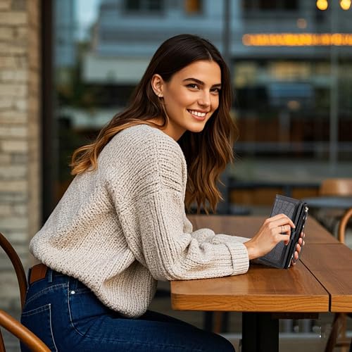 Slim Wallet for Women Men, Large Capacity Card Holder Clutch Purses Wristlet Wallets with Zipper Coin Pocket4