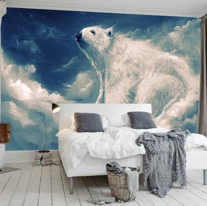Papier peint 3D ours grand format 200x140 cm décor style européen - 2