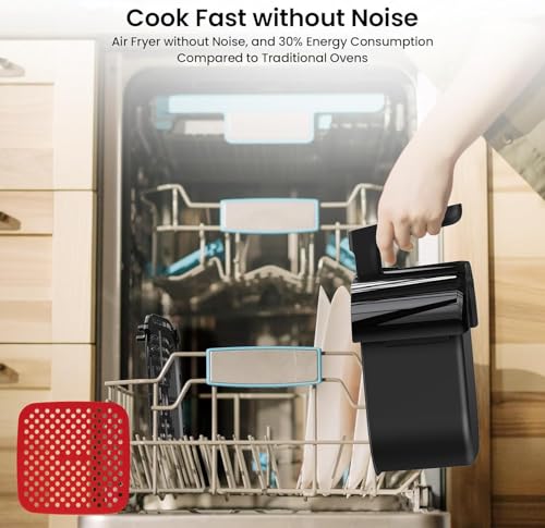 Air Fryer, 6 in 1 Visualized Window Air Fryers Oven with Dishwasher Safe Basket,Low Noise Airfryers with Timer & Temperature Control,8 Cooking Presets Oilless Cooker for Quick Meal