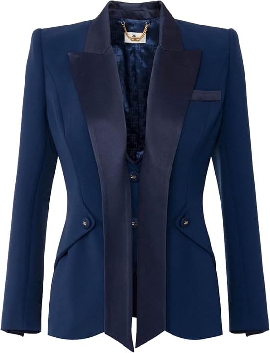 Elisabetta franchi giacca da donna smoking in crêpe con rever in raso