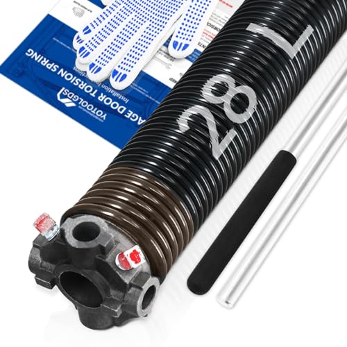 YoToolGDS Left Hand Wind（Black Cone）2" Garage Door Torsion Spring with Non-Slip Winding Bars & Gloves, High Precision Electrophoresis Black Coated, for Replacement, MIN 16,000 Cycles (0.234x2''x28'') by YOTOOLGDS - Used condition - US$57.23