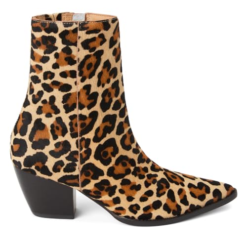 Image of Matisse Womens Caty Leopard Pointed Toe Casual Boots Ankle Mid Heel 2-3 inch - Beige, Brown
