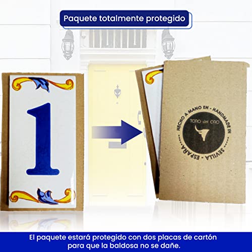 TORO Del Oro House Numbers and Letters Tile Ceramic Calca Craquelé Style Names & Addresses Medium Craquelé Design 5x10 cm, multicolour - Image 4