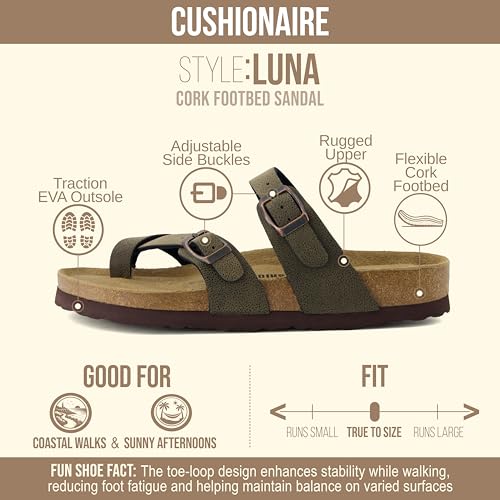 Image of CUSHIONAIRE Women's Luna Cork Footbed Sandal With +Comfort