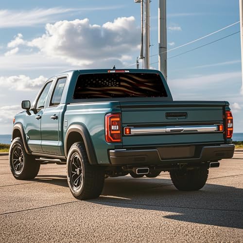 Image of Rear Window Decals for Trucks - 65x17.3 in Back Window American Flag Decals Fit Most Pickup Trucks SUV, Vinyl Back Window Decal Truck Rear Window Graphics for Personalized
