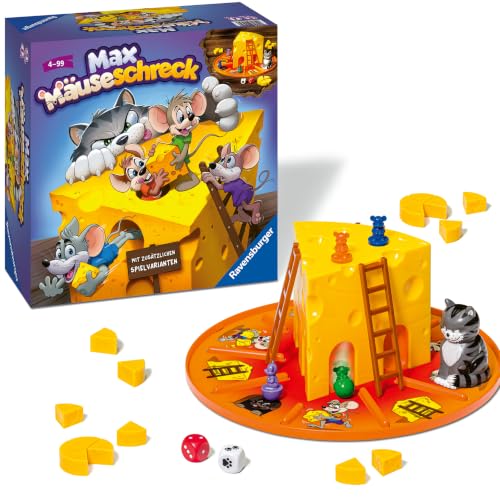 Ravensburger Kinderspiele 24562 - Max Mäuseschreck - Würfelspiel für 2 bis 4 Spieler Kinderspiel ab 4 Jahren