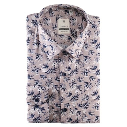 Image of 7-DAYS Men's Premium Printed Shirt - 100% Cotton, Regular Fit, Full Sleeve, with Pocket - Versatile for Formal Occasions and Casual Wear