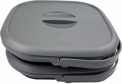 Miniatura 2 de SAMMART Cubo cuadrado plegable de 8.5 L (2.2 galones) con tapacubo de agua cuadrado plegable con tapabañera portátil con asa y tapa (grisnegro)