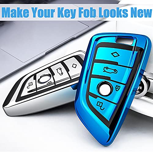 Image of QBUC for BMW Key Fob Cover with Leather Keychain, Red