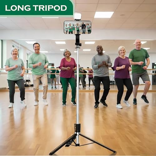 Image of Selfie Stick Tripod 67cm with Bluetooth Remote & Light (4 FT) | 3-in-1 Multifunctional, Foldable Design, Metal Build, Smartphone Compatible, 1 Year Warranty