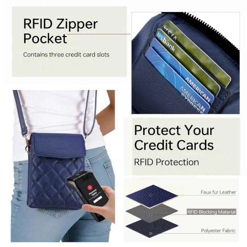 Goinsound RFID Small Crossbody Bags for Women Cell Phone Purse Women's Crossbody Handbags with Credit Card Slots Navy Blue — view 3