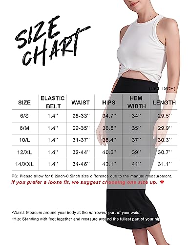 Poshdivah Women's Maternity Skirt Over The Belly Midi High Waisted Solid Stretchy Pregnancy Pencil Skirt Black Small #TOP5