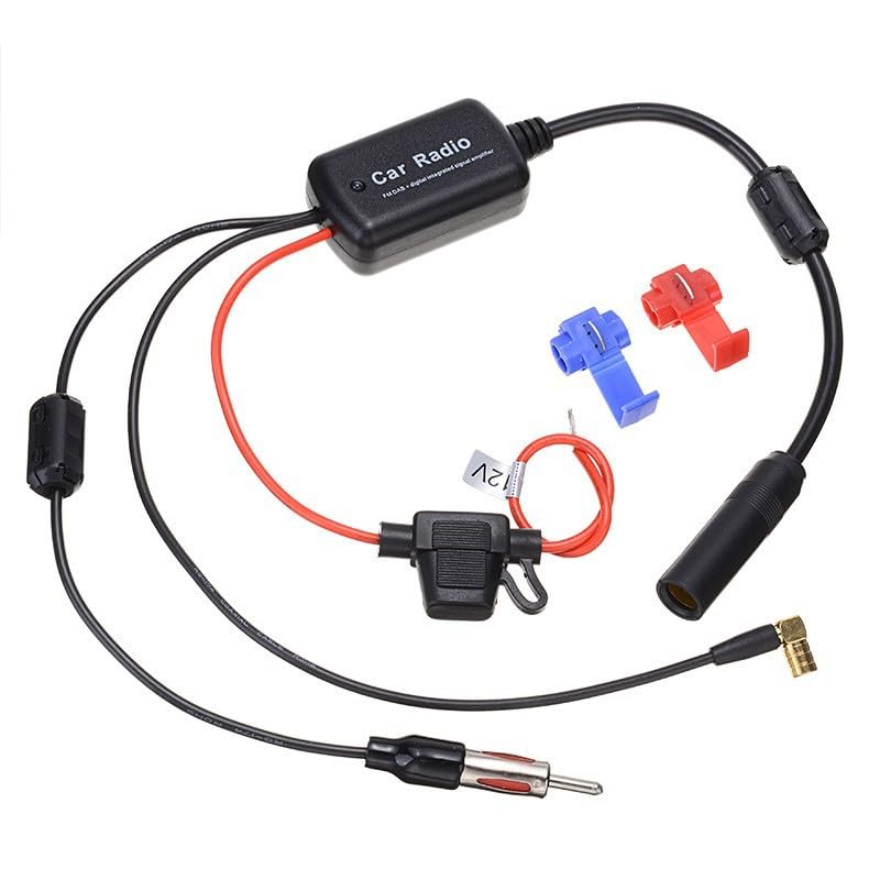 Amplificateur Antenne Autoradio, Splitter Dab FM AM Dab+, Voiture 12V, Booster Signal 22dB avec Connecteur SMB vers DIN, Amélioration Réception Radio pour...