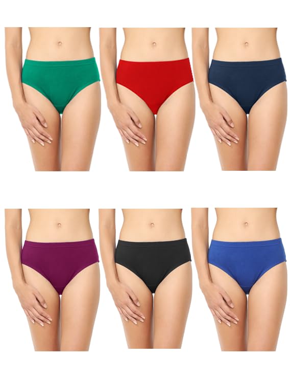 Women's Cotton Plain Panty Comfortable and Colorful Combo - Pack of 6 Multicolor Panties for Womens/Girls-picture-54