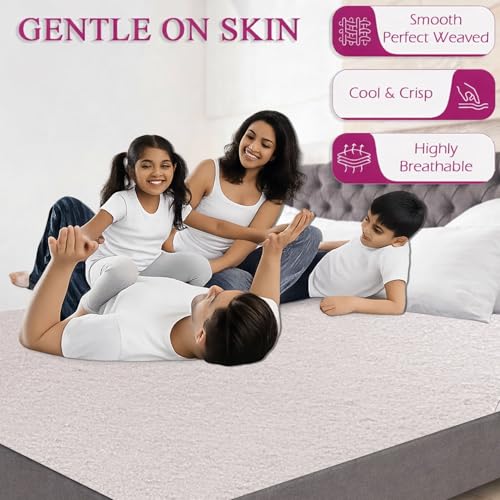 Image of Stylista 100% Waterproof Premium Cotton Feel Mattress Protector King Size 78x72 Inches | Breathable and Hypoallergenic Ultra Soft Fitted Bed Protector Cover (78 inchx72 inch King, Grey)| One Year Warranty