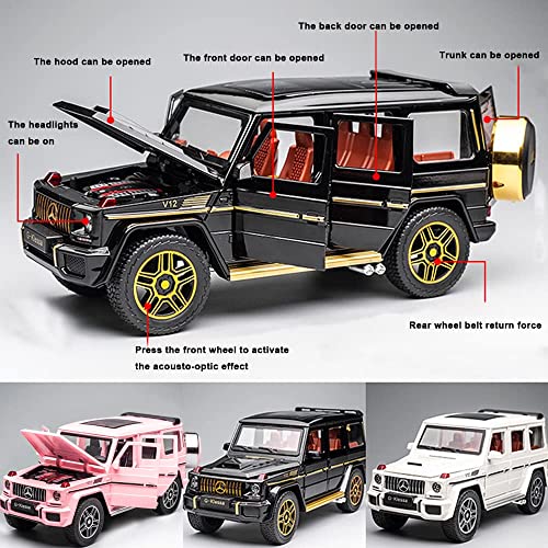 Image of Exquisite car Model 1 /24 Benz G63 AMG Model Car, Zinc Alloy Pull Back Toy car with Sound and Light for Kids Boy Girl Gift (Black)