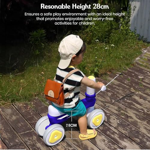 Image of StarAndDaisy Balance Bike /Push Ride on for Kids /Toddler with 4 Smooth Wheels, Music & Lights /Mini Bike for Kids - (Blue)