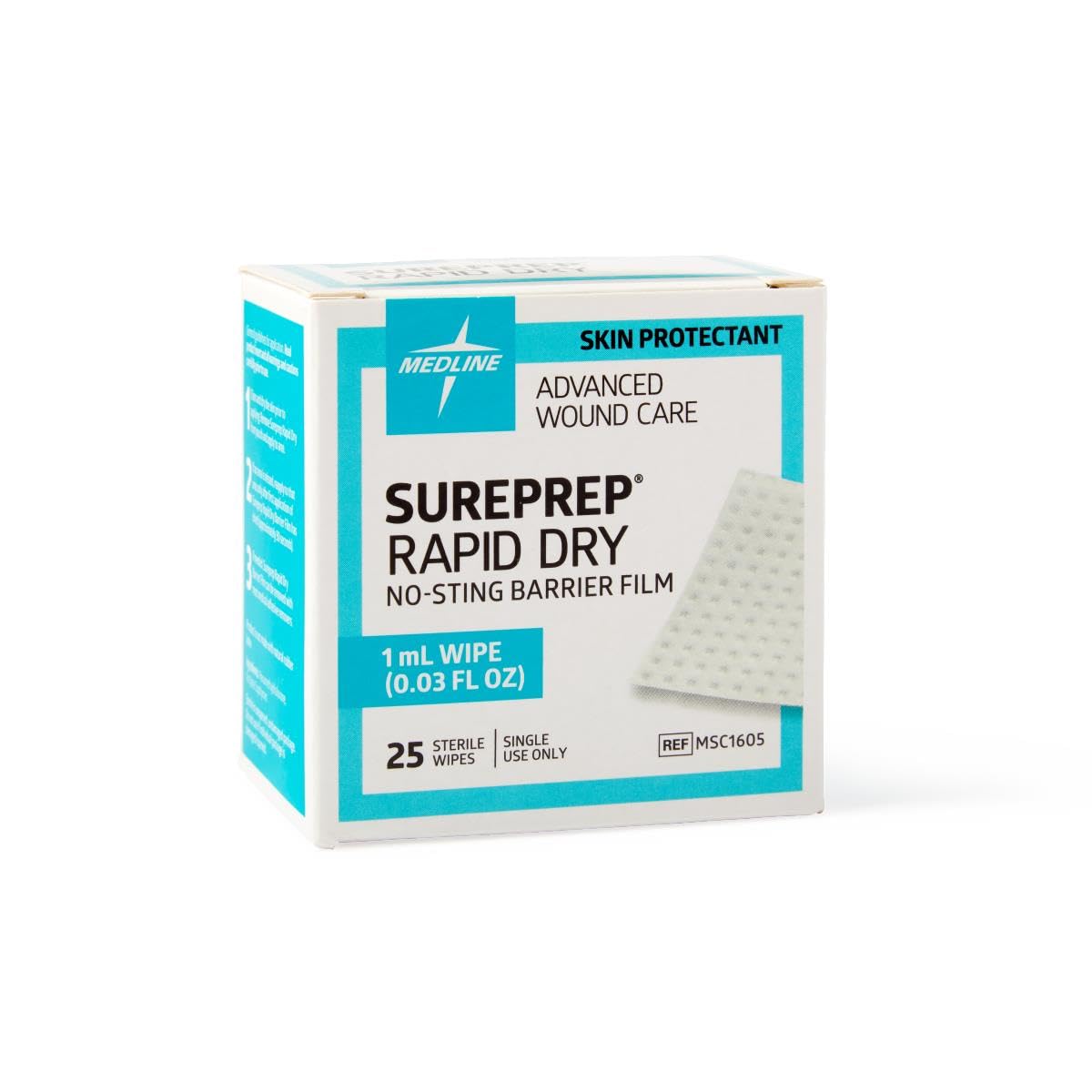 SurePrep Rapid-Dry No-Sting Barrier Film, 1 mL Wipe,100,Case,MSC1605