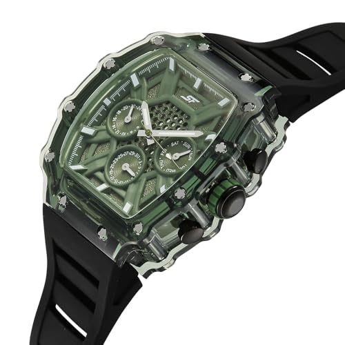 Image of SF Maiden Voyage Sport Watch Quartz Analog with Green Dial Black Silicon Strap Watch for Men - 77178PP09W
