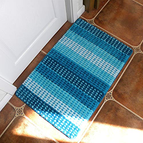 HiiARug Indoor Doormat Welcome Mats for Home Entrance Entryway Rug Ombre Blue Door Mats Indoor Machine Washable Decorative Non-Slip Floor Mat Kitchen Entryway Laundry Room (Blue Gradient)