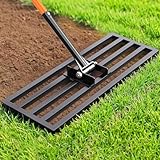 COZEER 30" x 10" Lawn Leveling Rake, Heavy Duty Stainless Steel Leveler Tool with 78" Adjustable Handle, Garden Yard Lawn Care for Garden, Golf Course, Farm and Pasture