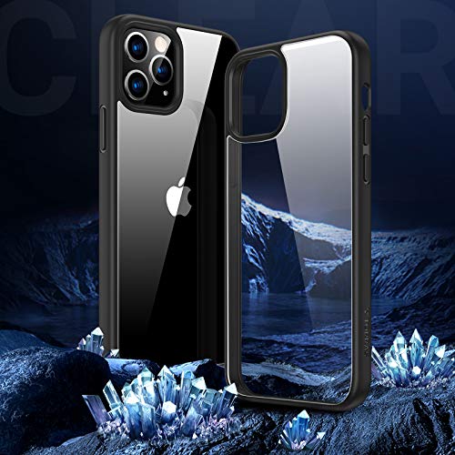 Torras Diamond Clear Iphone 12 Case/Iphone 12 Pro Case [5X Non Yellowing] [Military Protective] Shockproof Hard Pc Back + Soft Silicone Bumper, Slim Thin Iphone 12/Iphone 12 Pro Phone Case, Black #TOP1