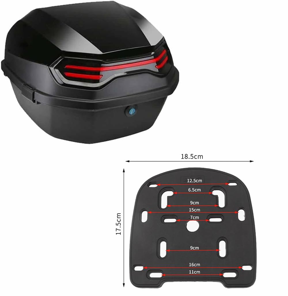 Black Universal Motorcycle Tour Pack Trunk Luggage Tail Box Pack W/ Tail Light E - Foto 10