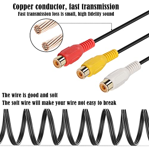 Gintooyun Audio Video 3 Rca Cable Gold Plated Right Angle 90 Degree 3 Rca Male To 3 Rca Female Audio And Video Extension Cable For Tv, Tv Box, Amplifier, Audio Mixer, Etc(58.2Inch) #TOP4