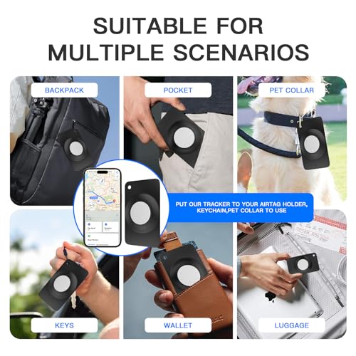 ZFSJ Tags 2 Pack Key Finder,Luggage Tracker with 2 Pcs Tag Holder,Wallet Tracker Item Finder for Apple Find My(iOS Only),Track Your Key,Wallet,Bag,Suitcase,Cat,Dog,Lightweight and Battery Replaceable