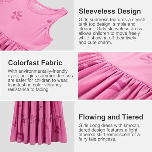 UNACOO Kids Girls 100% Cotton 1 or 2 Packs Sleeveless Long Maxi Tiered Dress (Age 3-12 Years)3