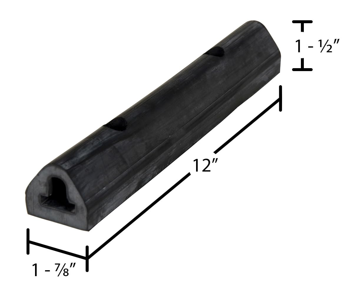 Vestil M-2-12 Extruded Rubber Fender Bumper 12 In. x 2 In. x 1-3/4 In. Black