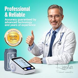 Runstar Upper Arm Blood Pressure Monitor with Wide Range Cuff (8.6'' -16.5'') for Home Use FSA&HSA Eligible, Automatic Digital BP Machine with Storage Bag, 2x99 Reading Memory