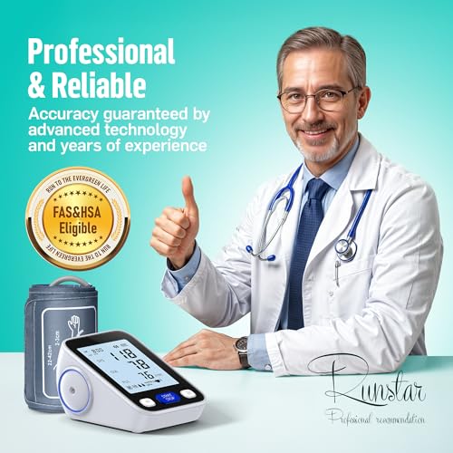 Runstar Upper Arm Blood Pressure Monitor with Wide Range Cuff (8.7'' -16.5'') for Home Use FSA/HSA Eligible, Automatic Digital BP Machine with Storage Bag, 2x99 Reading Memory - Image 3