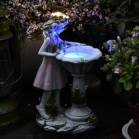 Flower Fairy Solar Garden Statue, Solar Garden Angel Figurine Outdoor Decoration Waterproof Resin Fairy Solar Water Features Sculpture for Patio Yard Lawn Art Ornaments Housewarming Gift Cover