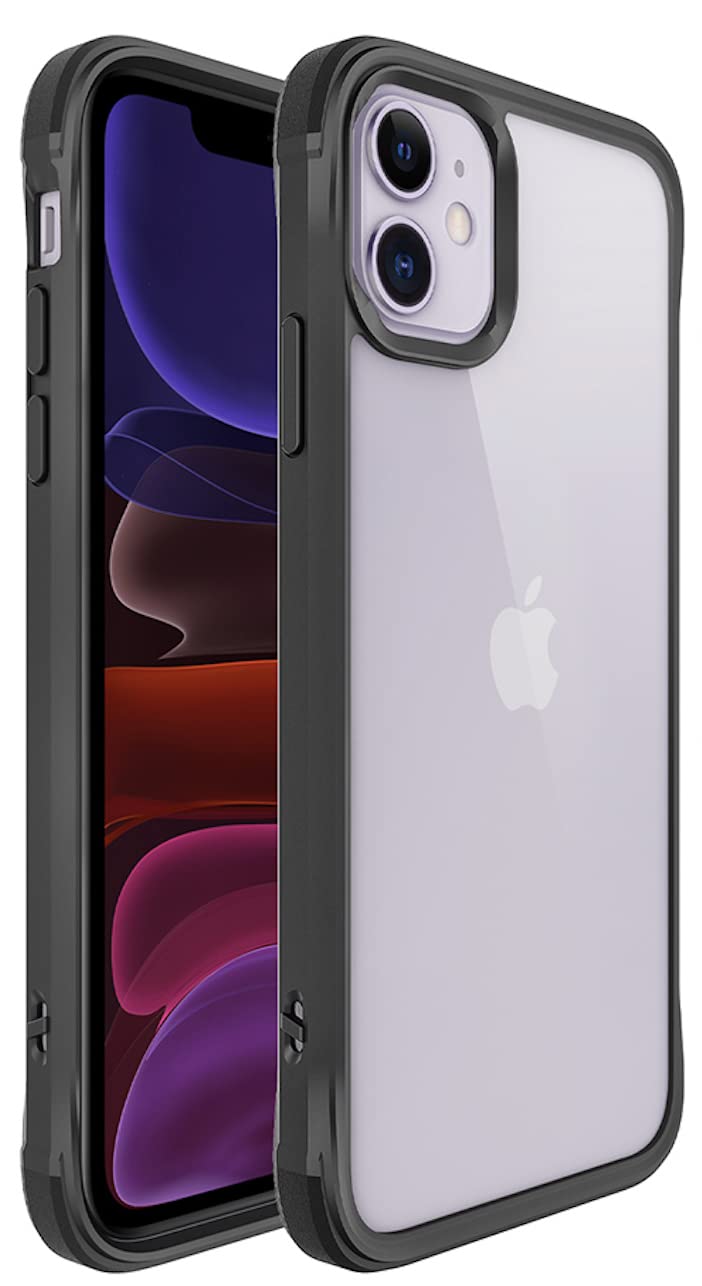 Hard Clear Case for iPhone 12 Mini [Shock Absorbing Technology] iPhone 12 Mini ShockProof Slim Clear Case, Anti-Yellow, Anti-Scratch TPU Bumper Cover, Military Grade Protection 5.4 (Black)