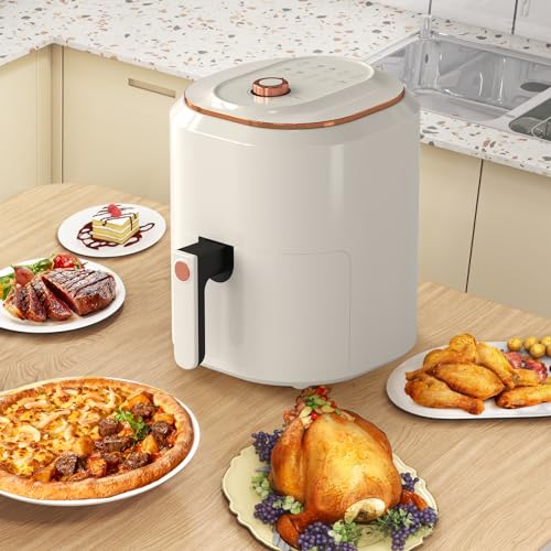 Yangming Air Fryer, 8 Quart, 10 Touch Screen Presets that Crisps, Roasts, Reheats, & Dehydrates, for Quick, Easy Meals, Nonstick and Dishwasher Safe Basket (White)