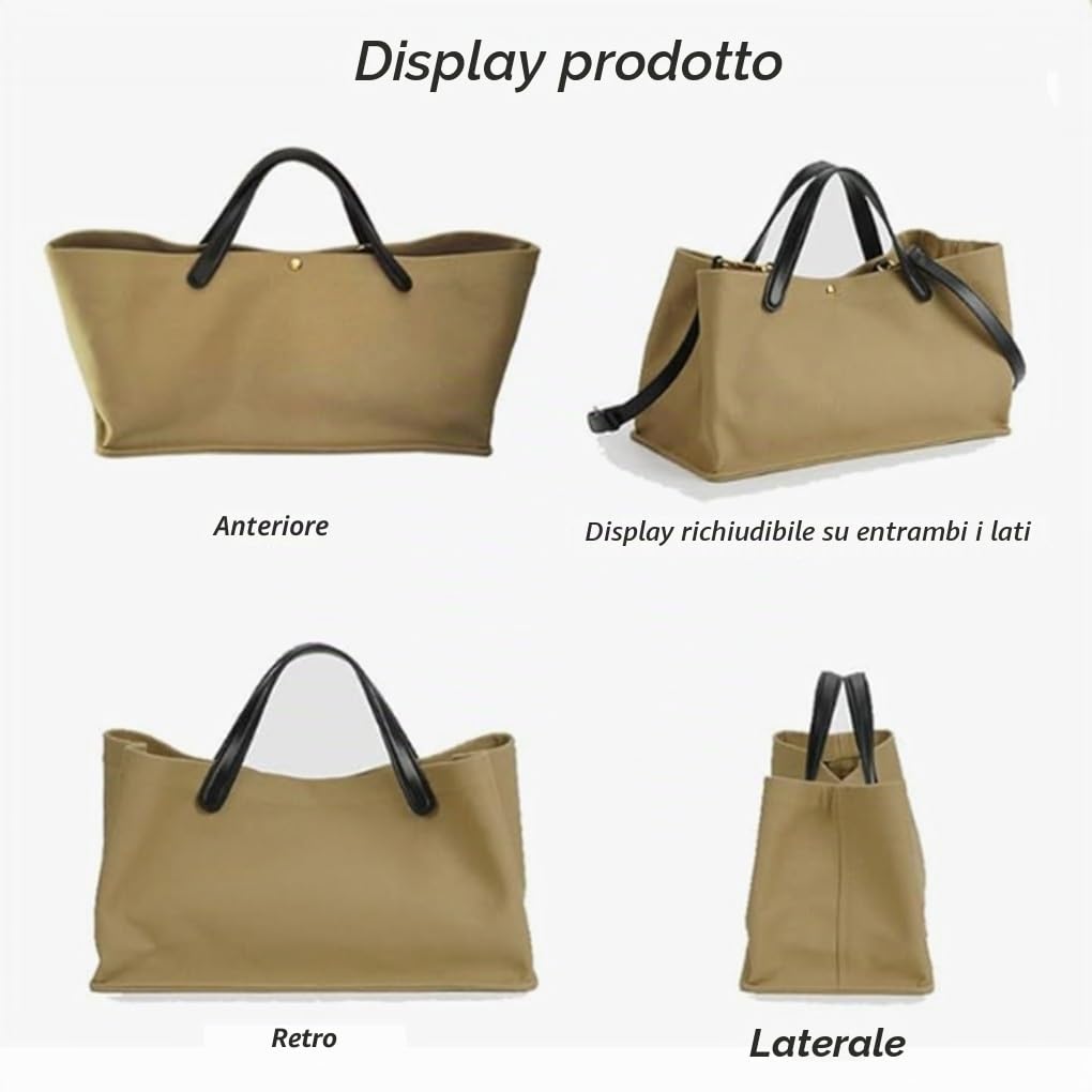 Borsa Tote da Donna Borsa da Viaggio con Tracolla in Pelle Tote Oversize con Manico Superiore for Lavoro e Uso Quotidiano(Khaki (Canvas))