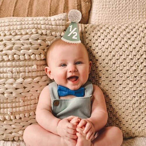 Half Birthday Hat -Baby 1/2 Birthday Cone Hat,Six Months Decorations,Party Hat Outfit for Girls/Boys4