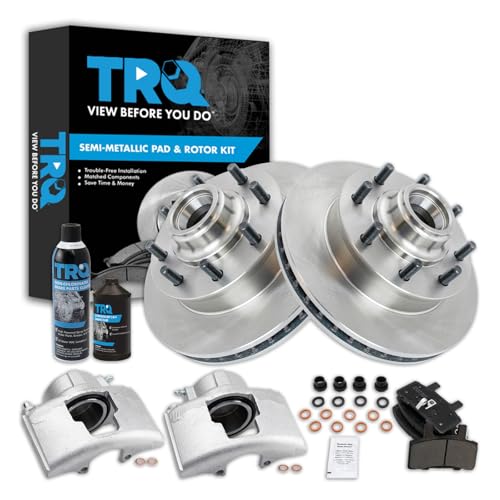 TRQ Front Brake Pad & Rotor Kit Semi-Metallic Compatible with 2001-2002 Chevrolet Express 2500 2001 Express 3500 GMC Savana 2500 Savana 3500